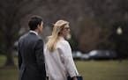 White House senior adviser Jared Kushner and his wife, Ivanka Trump, walk to Marine One on the South Lawn of the White House on Feb. 10.