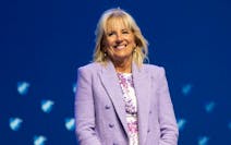 FILE - First lady Jill Biden smiles as she is introduced before speaking during the American Federation of Teachers convention, July 15, 2022, in Bost