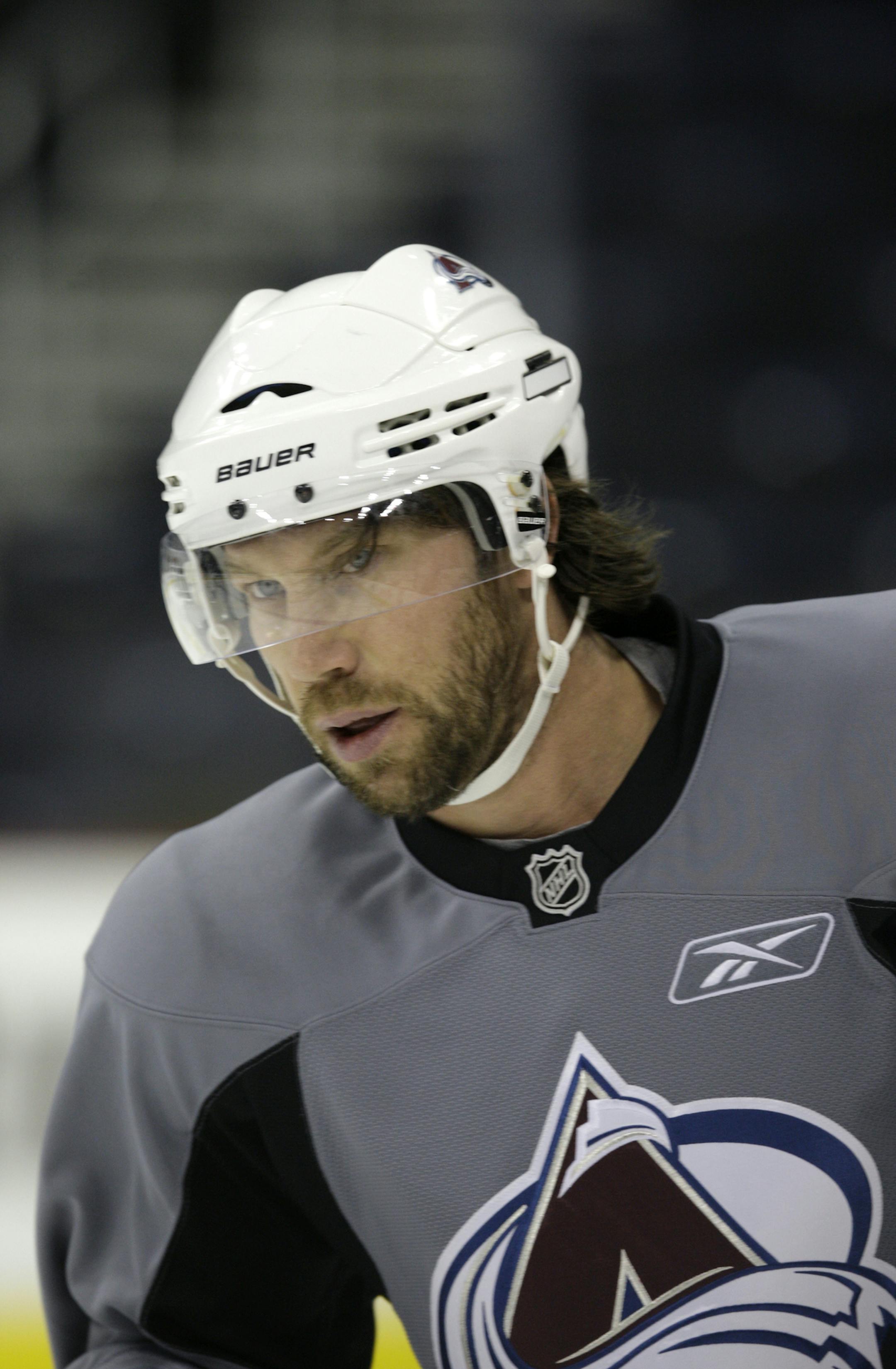 Colorado Avalanche's Peter Forsberg, of Sweden, skates during morning practice before their NHL hockey game against the Columbus Blue Jackets Friday, Feb. 11, 2011, in Columbus, Ohio. Forsberg will play against the Blue Jackets tonight after sitting out because of a work visa problem. (AP Photo/Jay LaPrete) ORG XMIT: NYEOTK