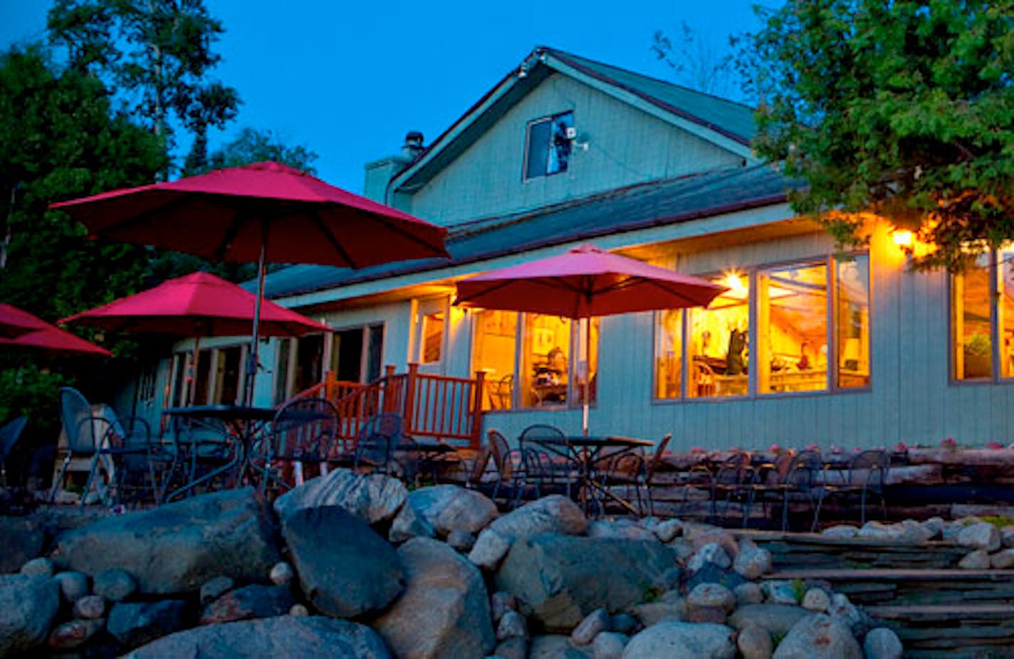 Gunflint Lodge at dusk. Photo courtesy of Gunflint Lodge