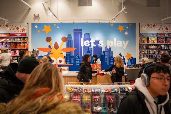 The checkout line on Black Friday was steady inside the newly opened Toys ‘R’ Us at the Mall of America.