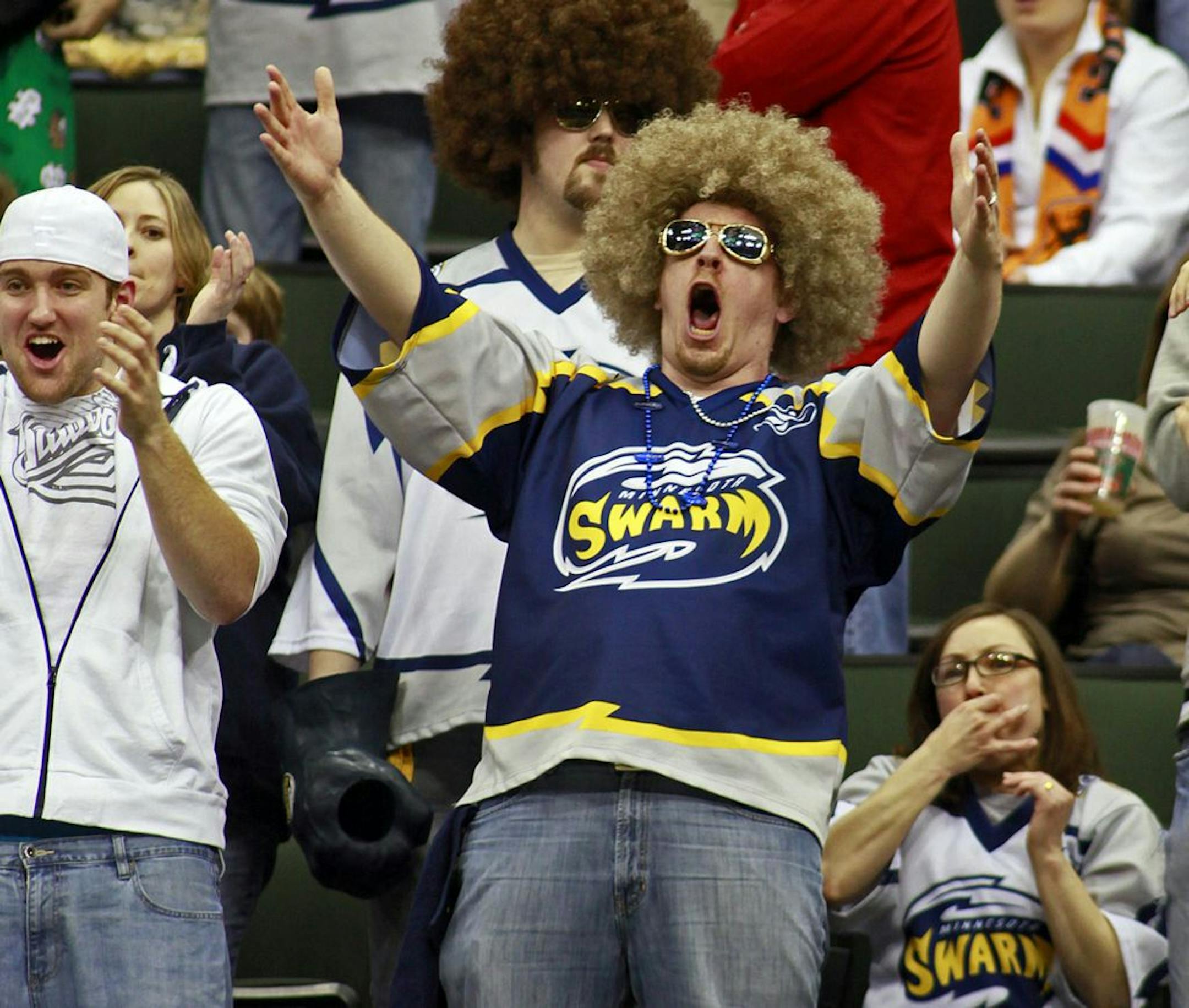Swarm season ticket holder Jeremy Orpen (aka - Moe) celebrated a Swarm goal.