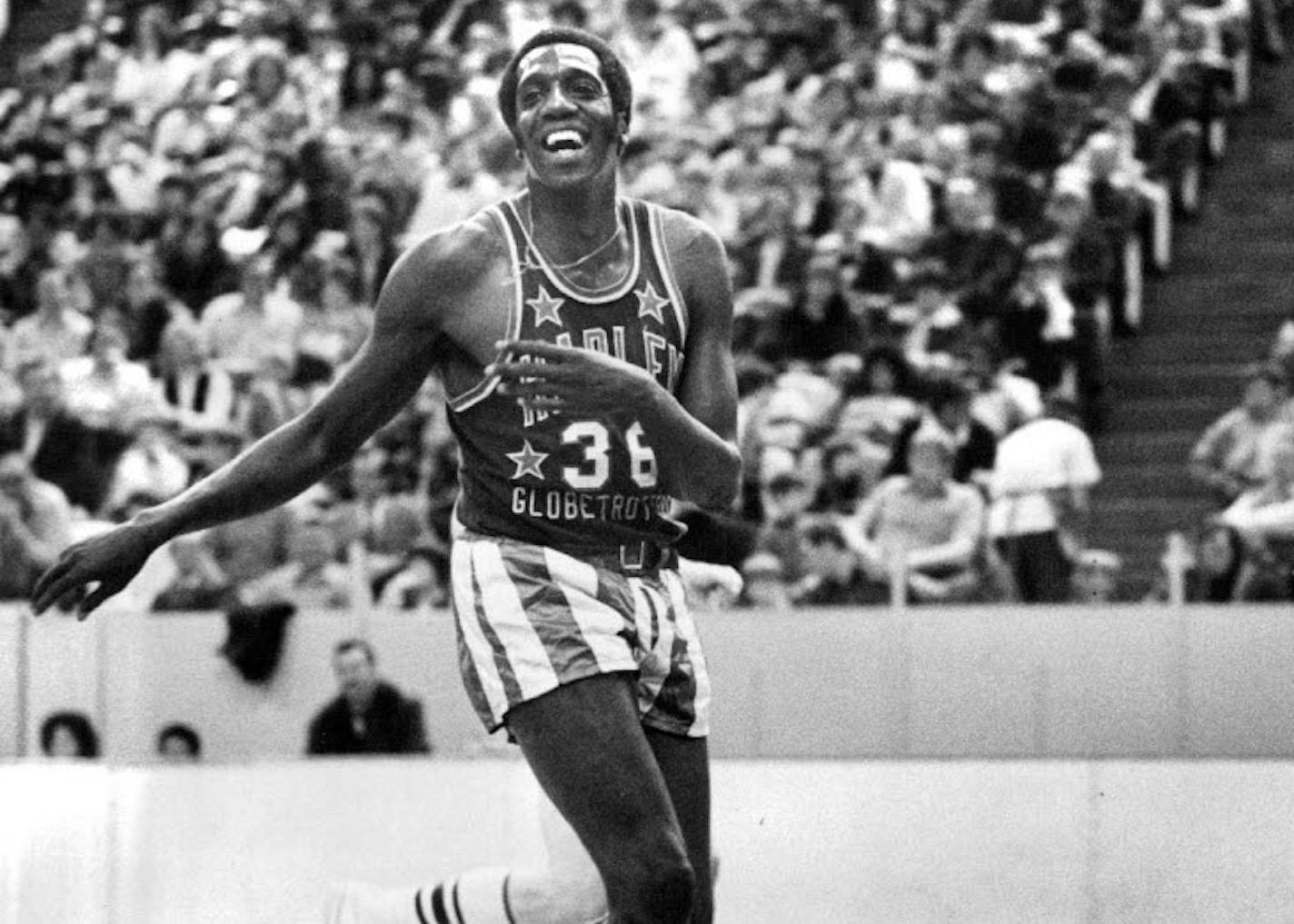 Meadowlark Lemon exuded joy and fun on the court, as he showed before a standing-room-only crowd at the Met Sports Center in Bloomington in February 1973.