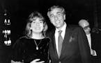 FILE - In this Dec. 6, 1982 file photo, actress Penny Marshall poses with her brother, producer-director Garry Marshall at a dinner given in honor of 