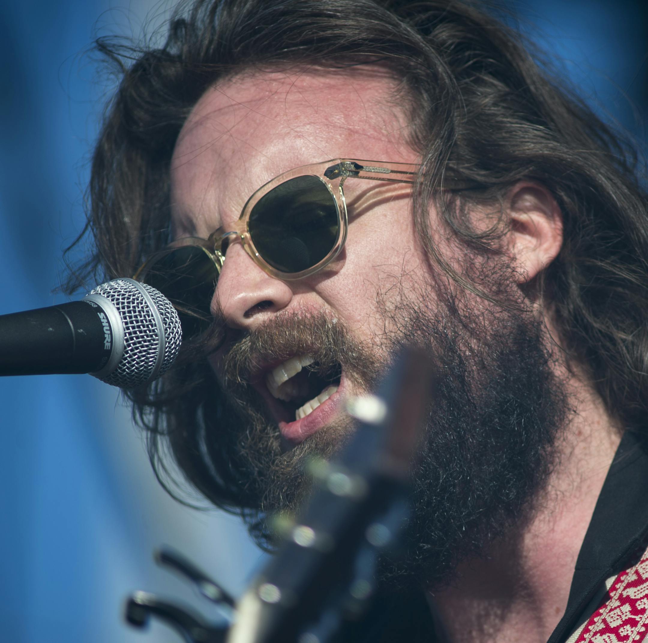 Josh Tillman, lead singer of Father John Misty, performs Saturday at Historic Hall's Island in Minneapolis. ] Aaron Lavinsky • aaron.lavinsky@startribune.com Father John Misty and the Alabama Shakes performed at historic Hall's Island on Saturday, May 30, 2015 in Minneapolis.