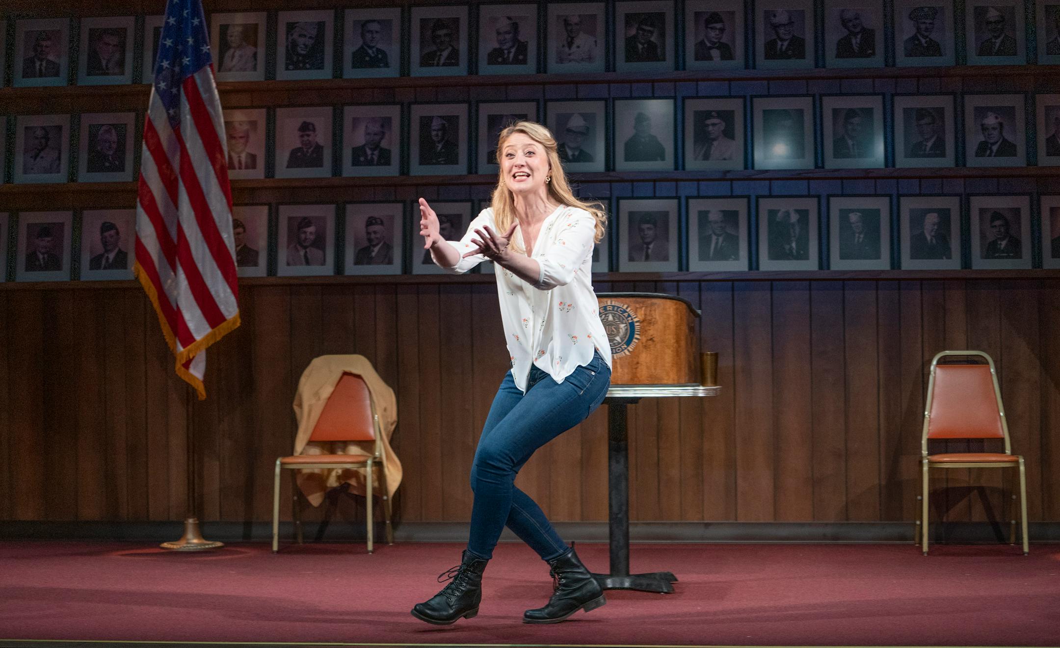 FILE — Heidi Schreck in the Broadway production of her play "What the Constitution Means to Me," at the Helen Hayes Theater in New York, March 13, 2019. As artists saw liberties threatened and inequities exacerbated during the Trump era, the stage became more thrillingly urgent than it had been in decades. (Sara Krulwich/The New York Times)
