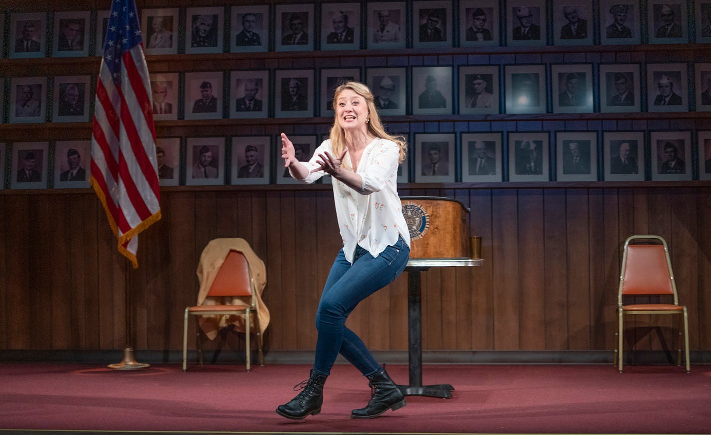 FILE — Heidi Schreck in the Broadway production of her play "What the Constitution Means to Me," at the Helen Hayes Theater in New York, March 13, 2019. As artists saw liberties threatened and inequities exacerbated during the Trump era, the stage became more thrillingly urgent than it had been in decades. (Sara Krulwich/The New York Times)