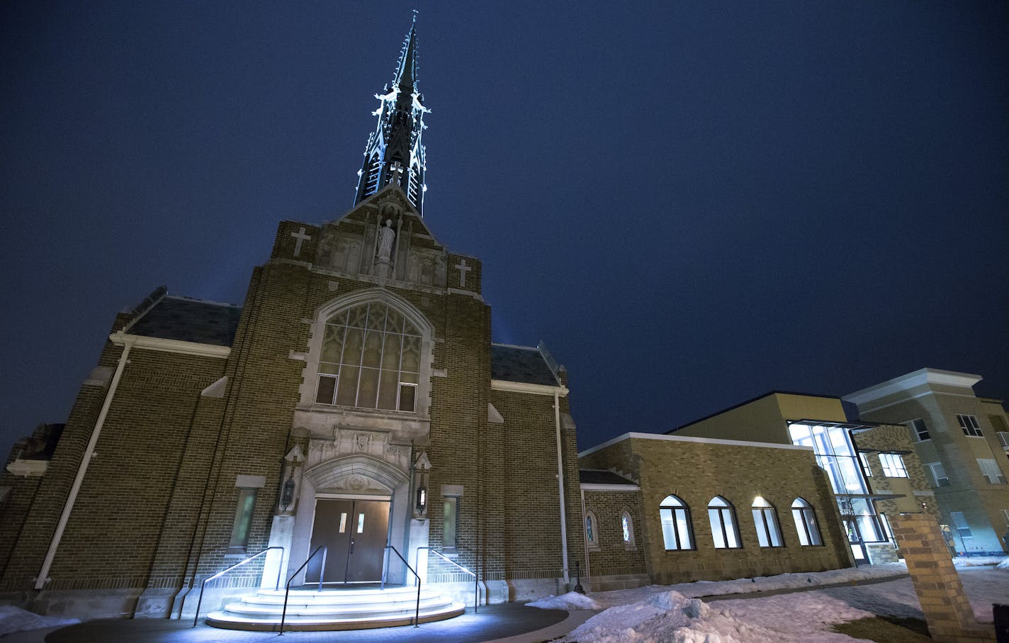 The Steeple Center in Rosemount. The Steeple Center was a former church. ] CARLOS GONZALEZ cgonzalez@startribune.com - February 1, 2016, Rosemount, MN, Rosemount's Steeple Center has finished its expansion project, which connects it to a senior living complex and provides expanded meeting space for seniors and the whole community. The center also hosts classes, events and houses the Robert Trail library.