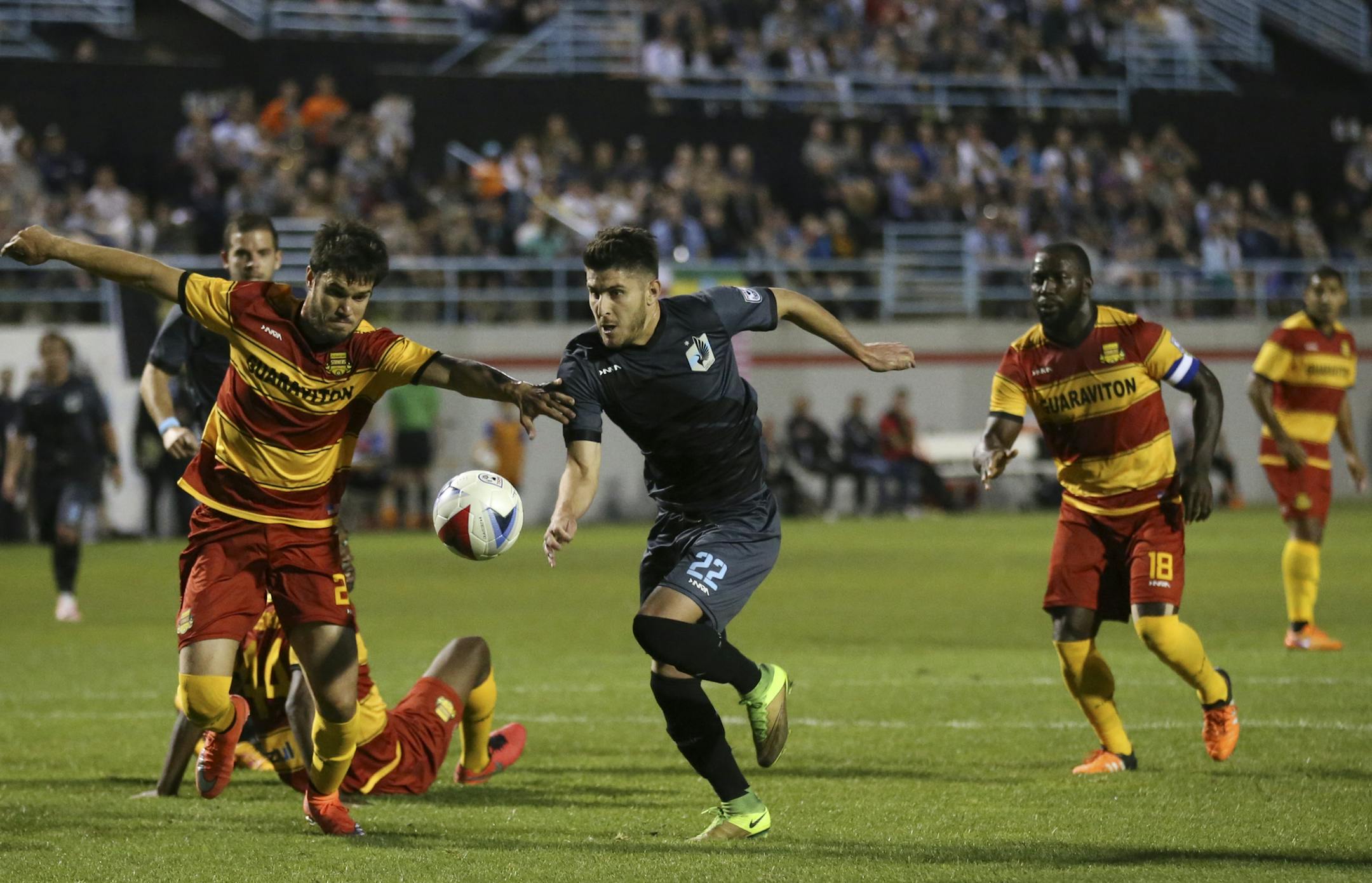 United player Kevin Venegas (22) in the April 16 game vs. Fort Lauderdale. Credit Minnesota United FC