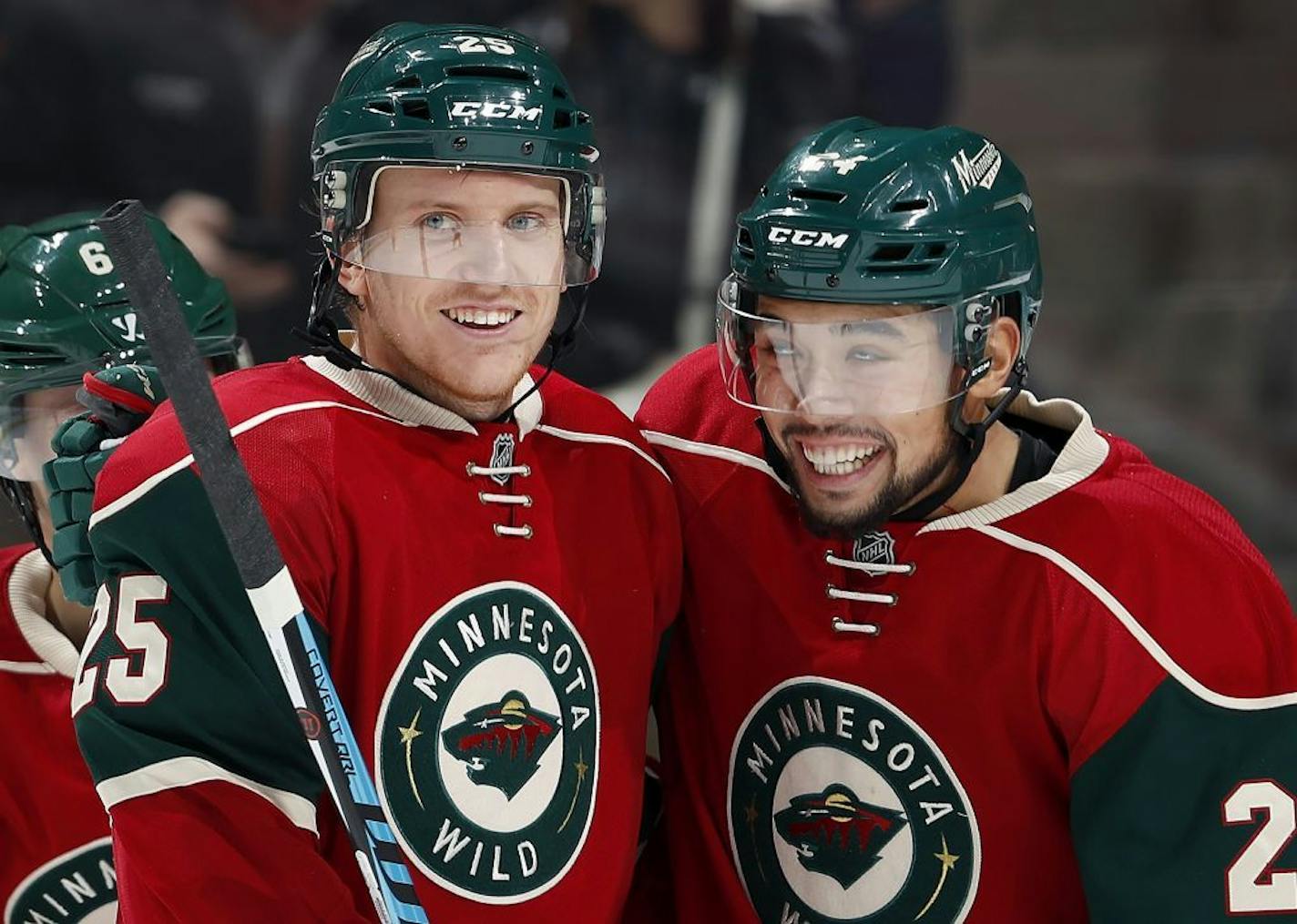 Wild defensemen Jonas Brodin, left, and Matt Dumba: Brodin was put on the Wild's protected list for the NHL expansion draft; Dumba was not.