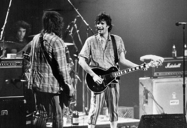 Paul Westerberg, Tommy Stinson and Chris Mars on stage at First Avenue in 1987.