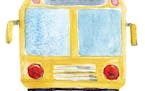 istock watercolor of a school bus.