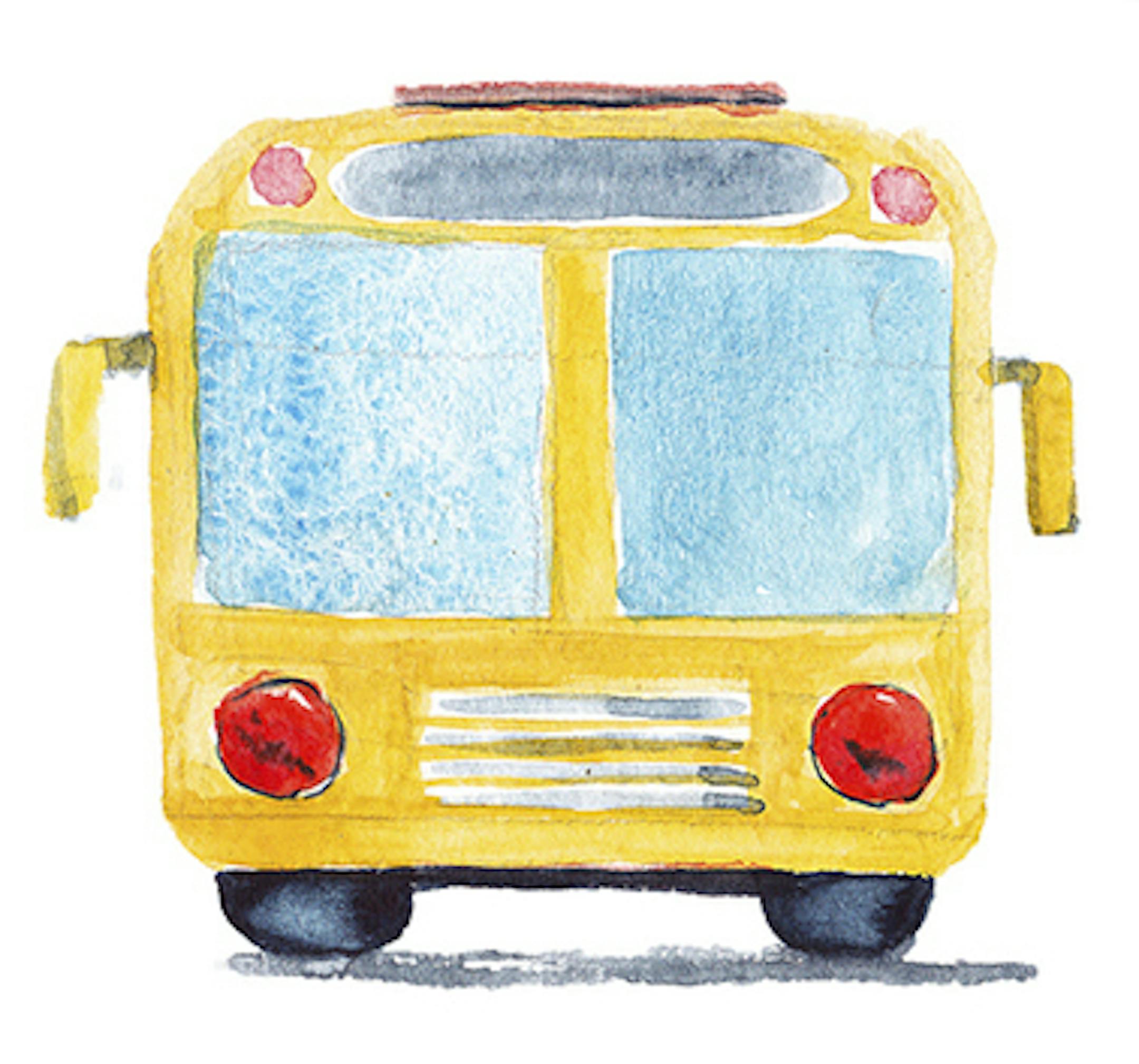 istock watercolor of a school bus.