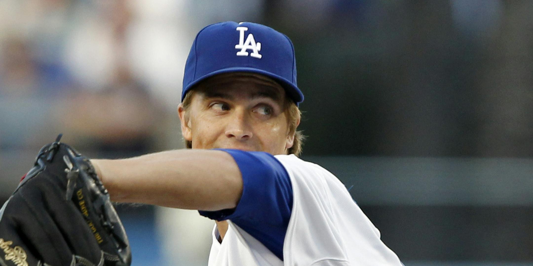 Los Angeles Dodgers starting pitcher Zack Greinke during a baseball game against the Atlanta Braves Thursday, June 6, 2013, in Los Angeles. (AP Photo/Alex Gallardo)