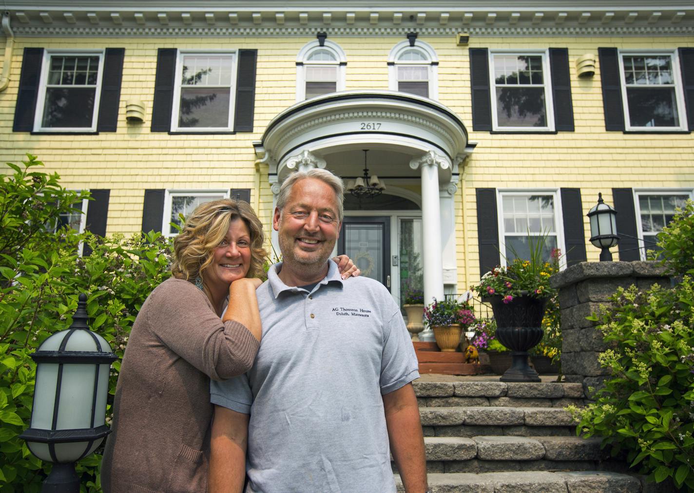 Angie and Tim Allen owners of the A.G. Thomson House Bed & Breakfas in Duluth. ] Brian.Peterson@startribune.com Duluth, MN - 7/03/2015