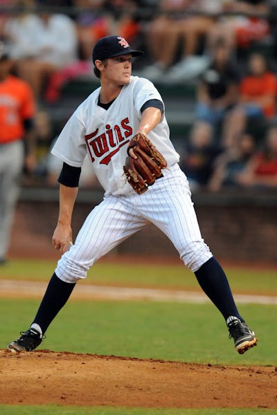 Kohl Stewart #45 delivers a pitch during a game with the Elizabethton Twins in 2013.