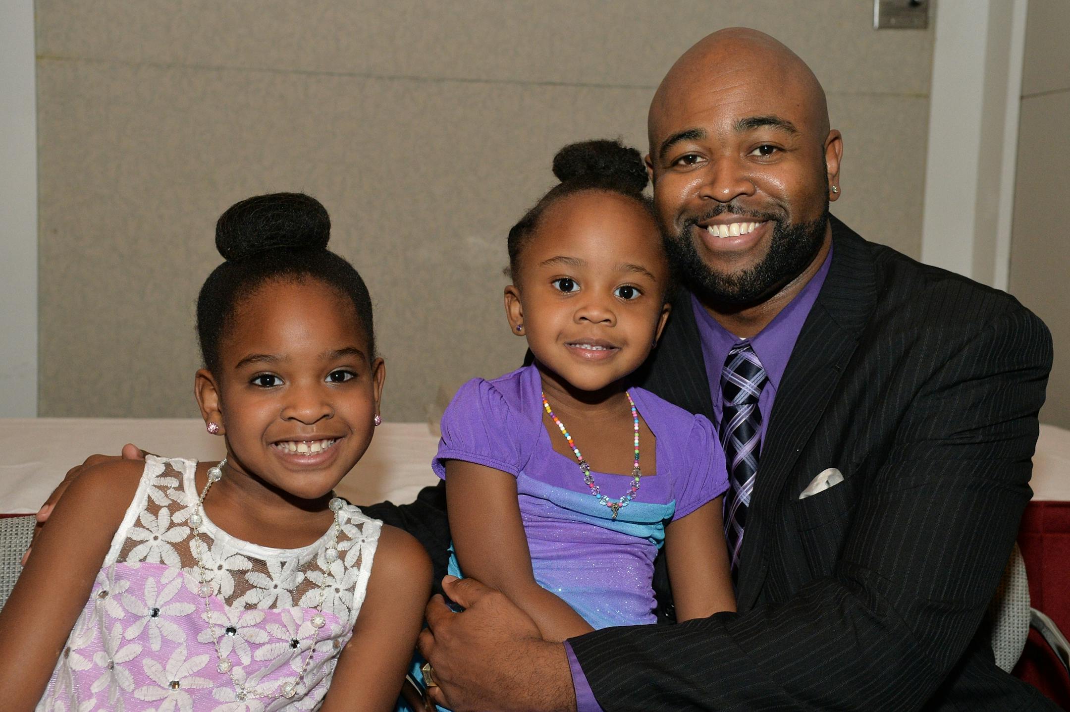 From left, Janae, Jalia and proud papa, Jason Sole.