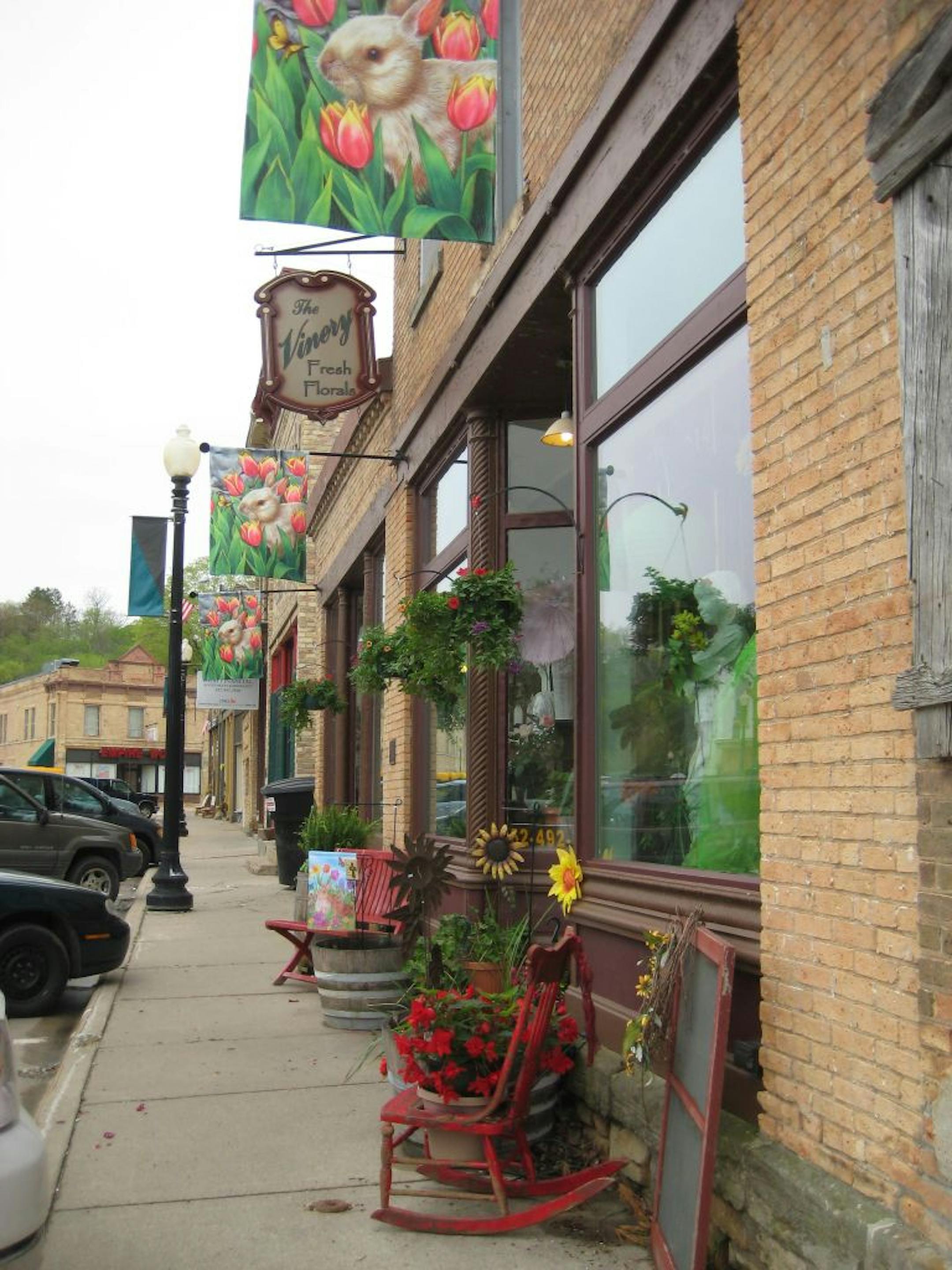 Specialty and antiques shops line Water Street downtown.