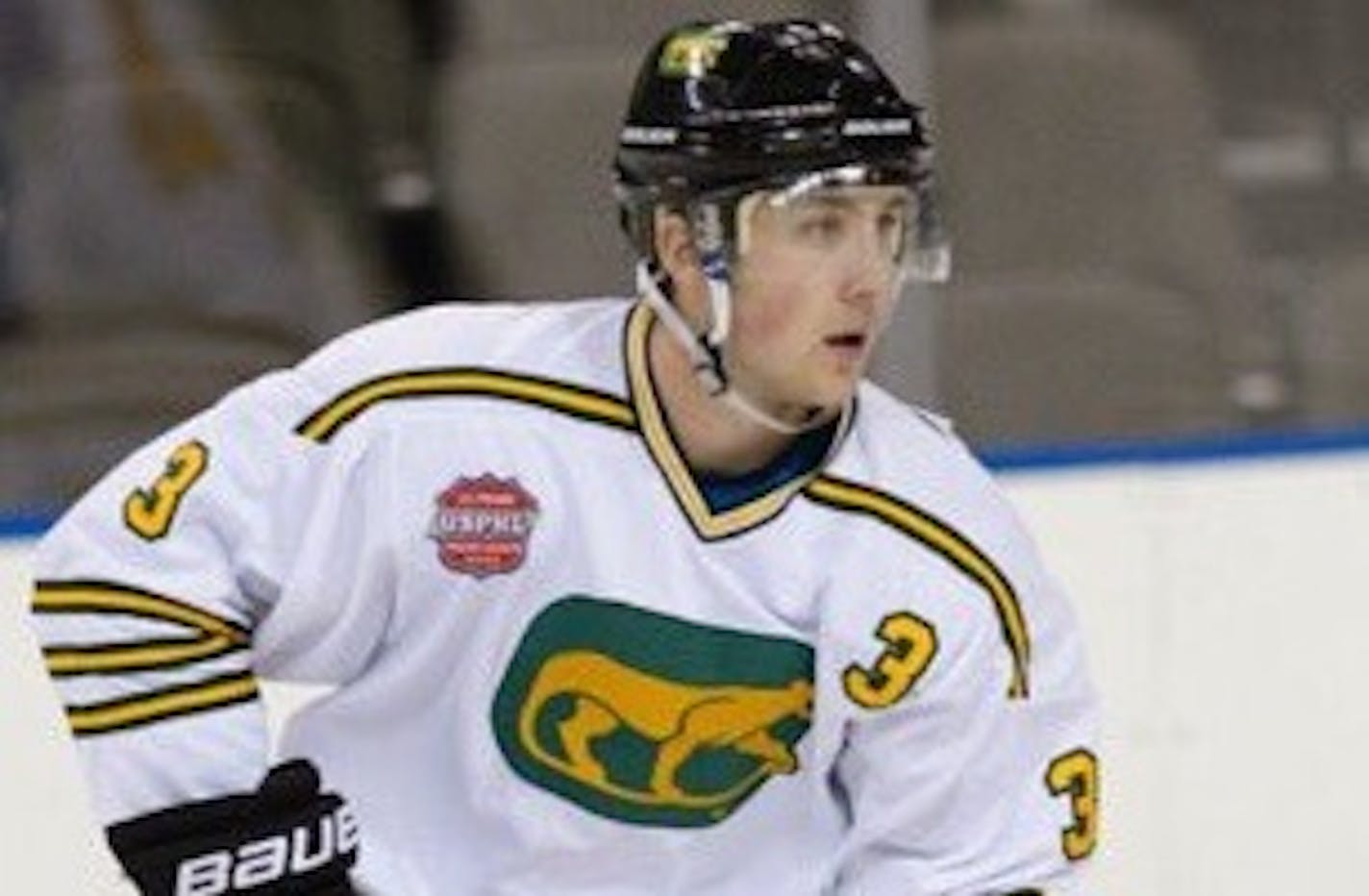 Matt Olson was injured after he fell into the boards during a hockey game in Chicago.