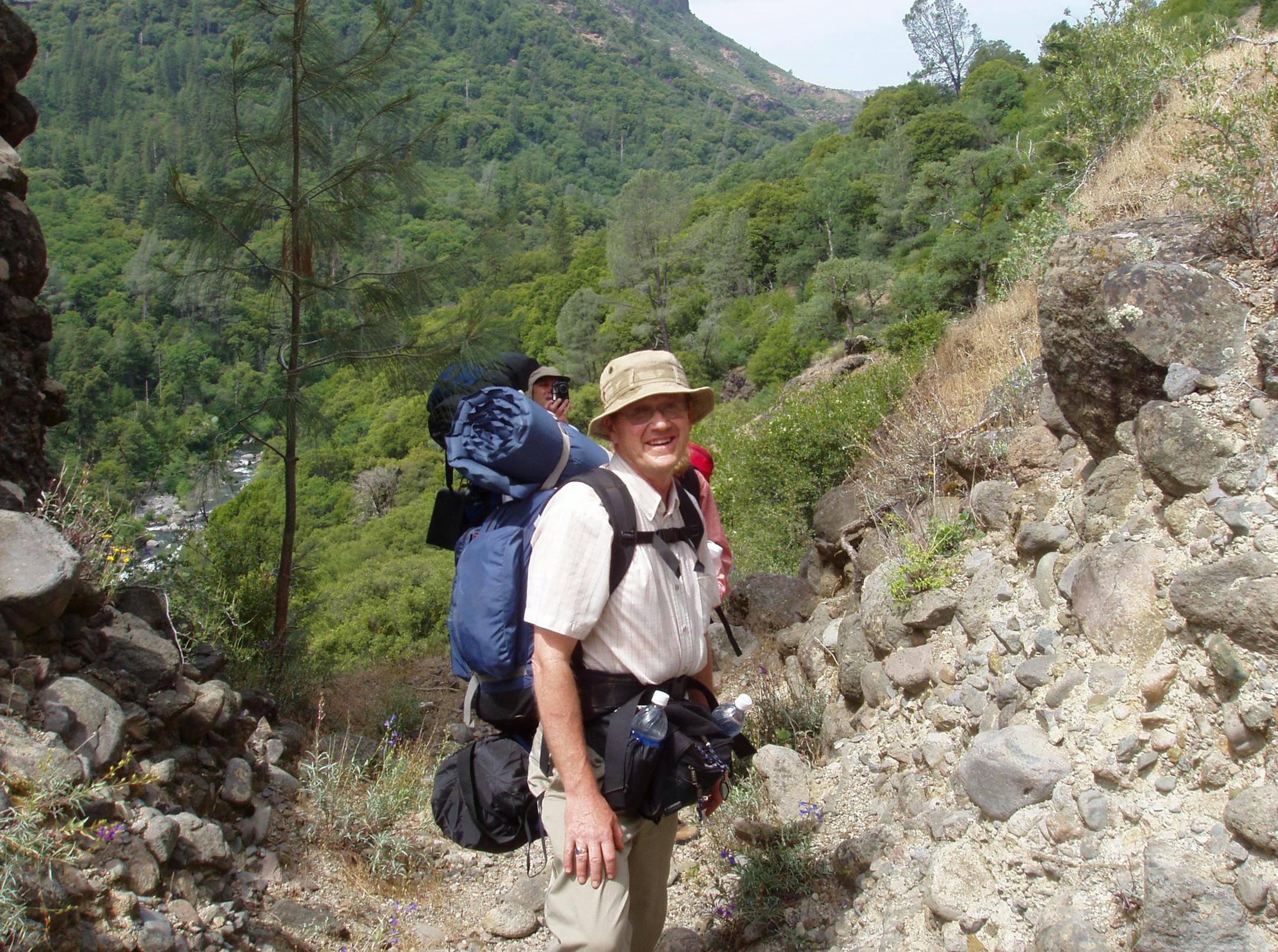 May of 2001 after descending deep into a valley from Graham's Pinery. The tent I'm carrying would be forever lost in the thick brush shortly after this photo was taken.