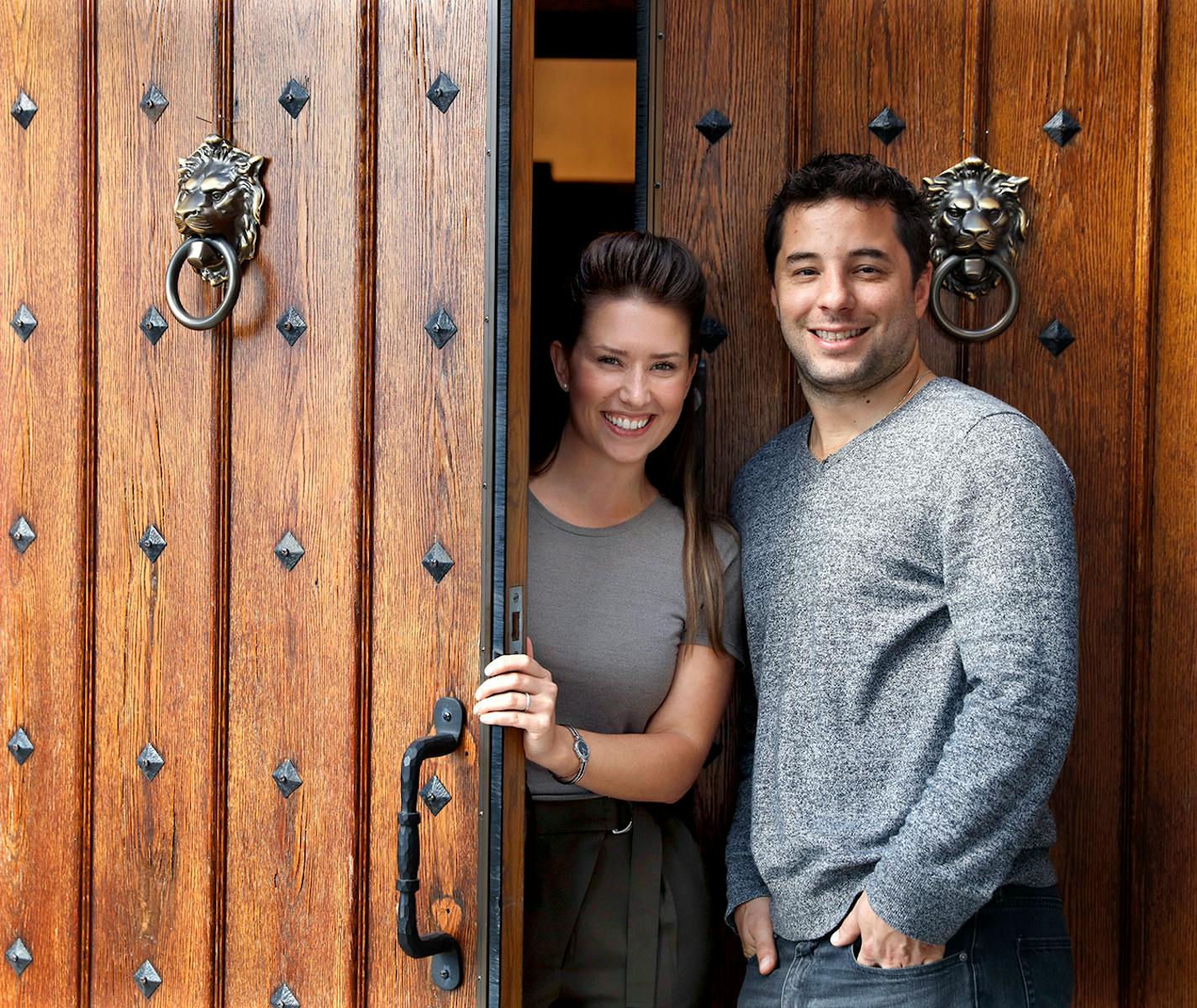 Owners Eric and Vanessa Carrara at the front door of the Italian Eatery.