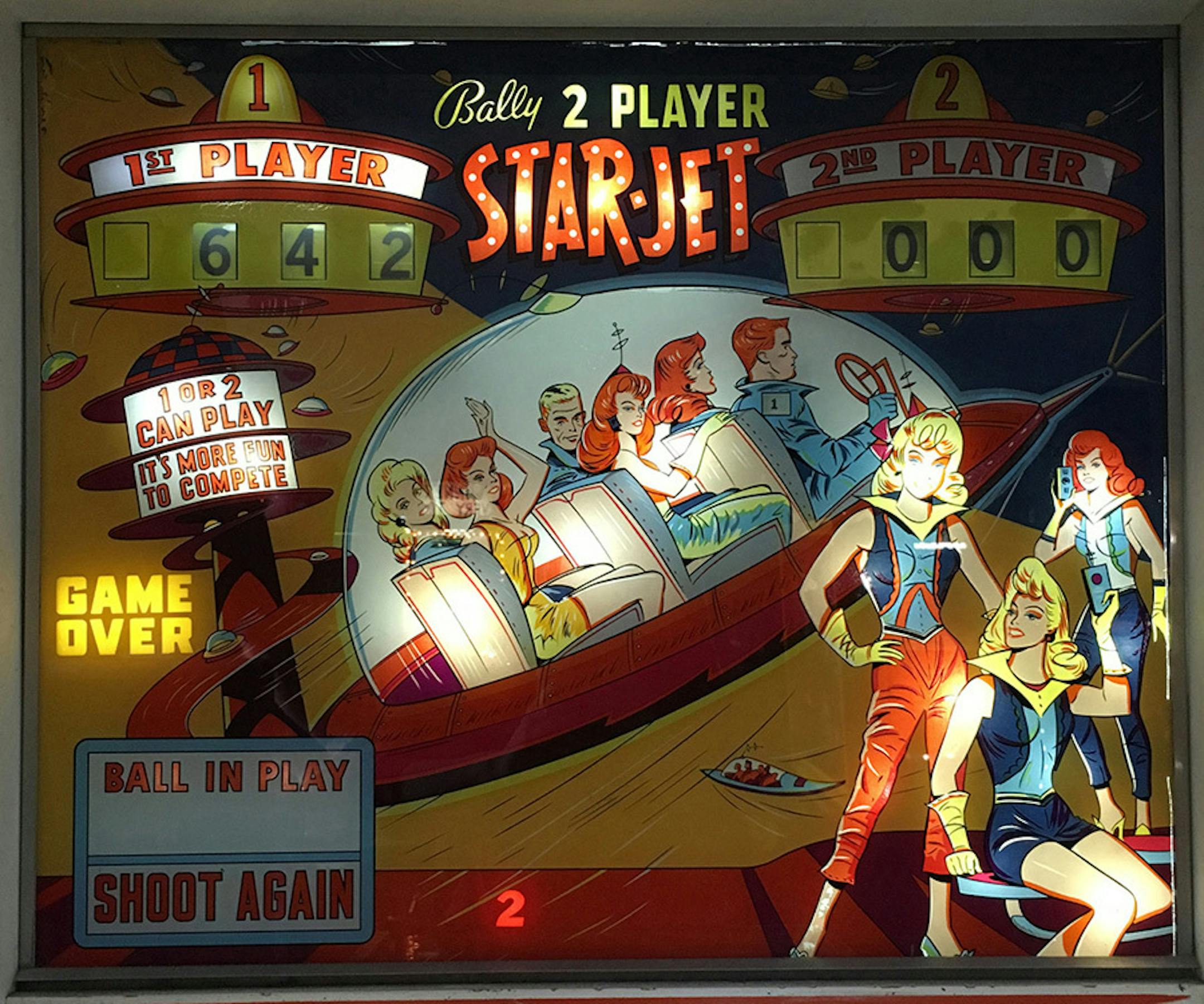 "A backplate from a vintage table in the Pinball Hall of Fame. ."