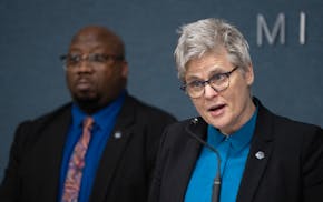 Hennepin County Attorney Mary Moriarty speaks during a press conference at the Hennepin County Government Center in Minneapolis on April 23.