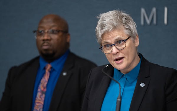 Hennepin County Attorney Mary Moriarty speaks during a press conference at the Hennepin County Government Center in Minneapolis on April 23.