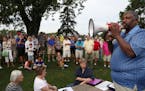 Bobby Warfield addressed a group of golfers and supporters of the Hiawatha Golf Course as they rallied against the Park Board's recent decision to red