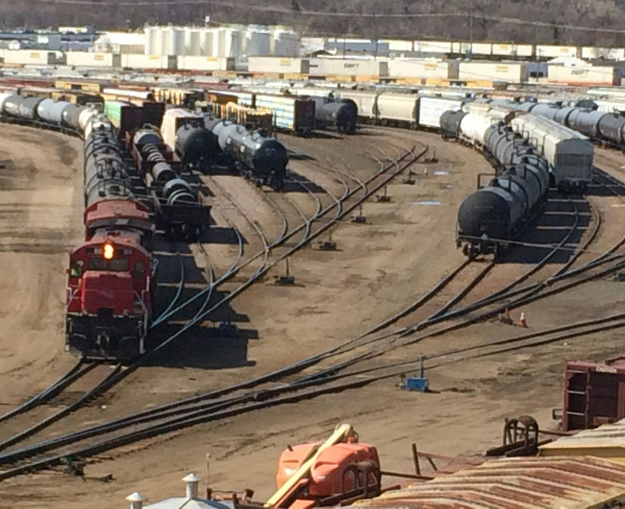A rail yard in St. Paul's Midway neighborhood was busy with clanging and whistling on a recent April afternoon.