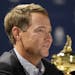 USA captain Davis Love III answered a question during a news conference at the Ryder Cup PGA golf tournament at the Medinah Country Club in Medinah, I