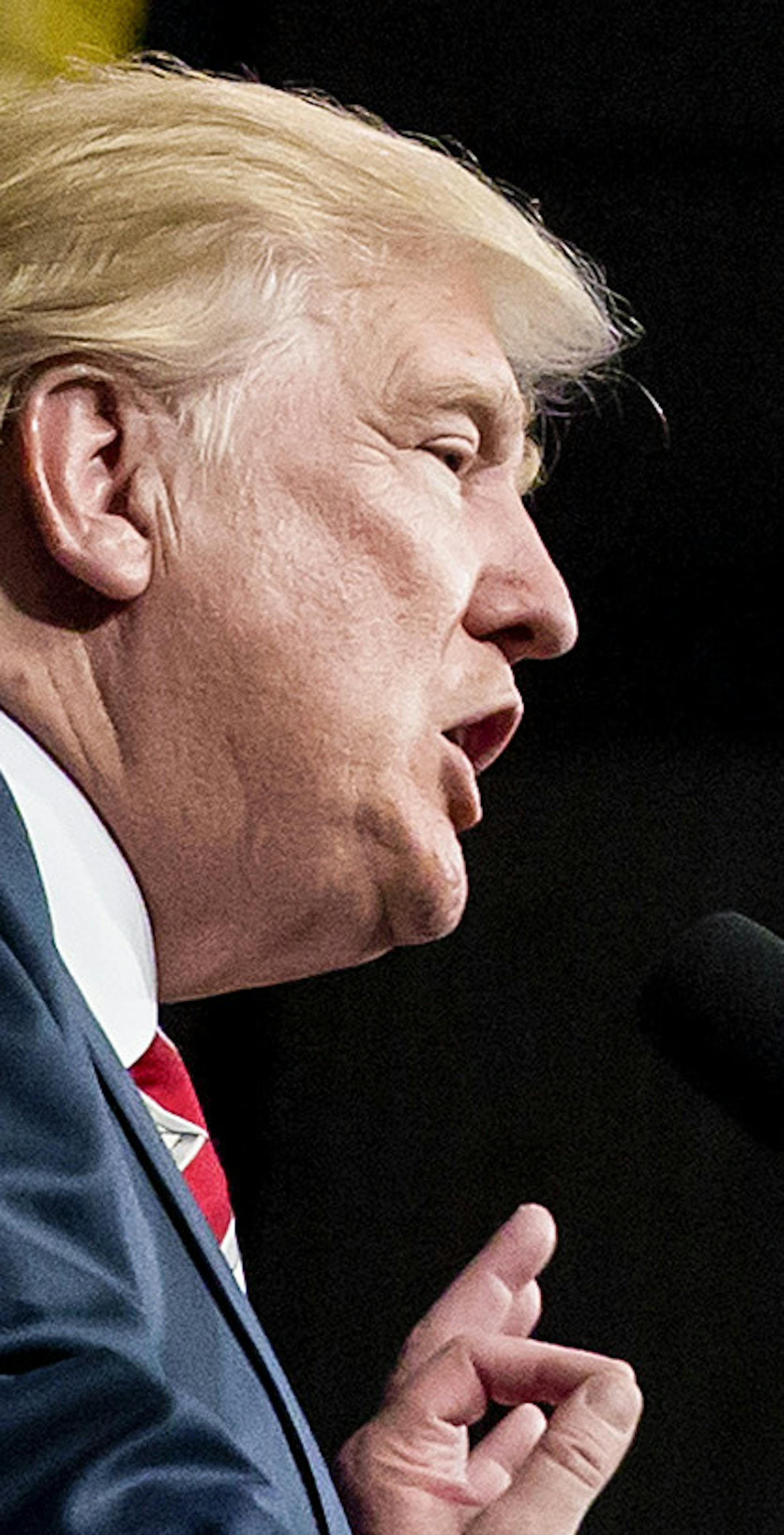 FILE - Donald Trump, the Republican presidential nominee, speaks at a campaign event at Sun Center Studios in Astor, Pa., Sept. 22, 2016. The depiction of Trump as a generous benefactor has recently come into question amid a series of reports raising doubts about whether he has followed through on his lavish pledges, whether he misused the foundation that bears his name and whether he financially supports it at all. (Eric Thayer/The New York Times)