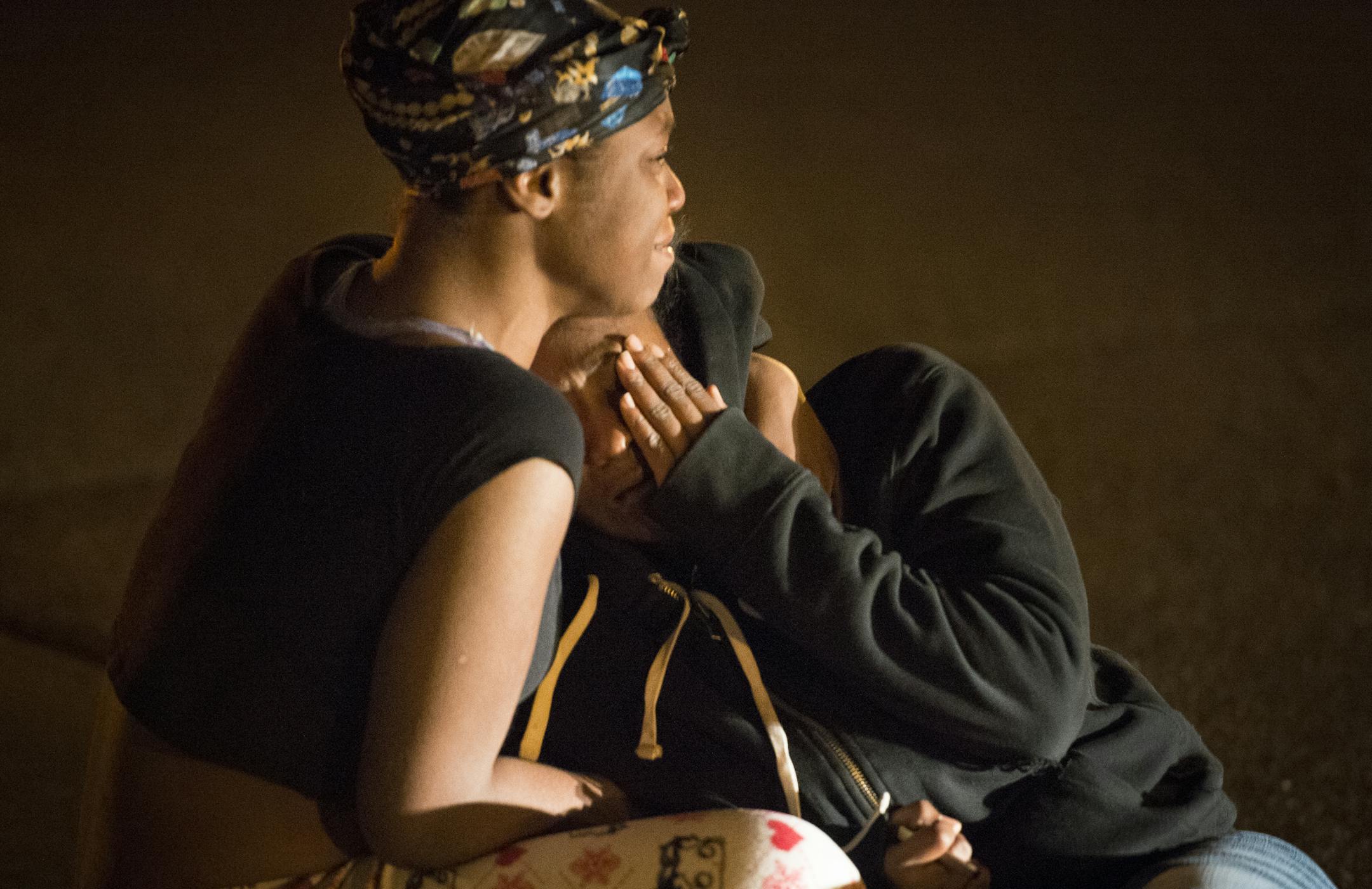 Two young women were overcome with emotion at the scene of a fatal shooting at Earl Street and York Avenue in St. Paul Thursday. ] (AARON LAVINSKY/STAR TRIBUNE) aaron.lavinsky@startribune.com St. Paul Police respond to a fatal shooting at Earl Street and York Avenue on Thursday, Oct. 15, 2015 in St. Paul.
