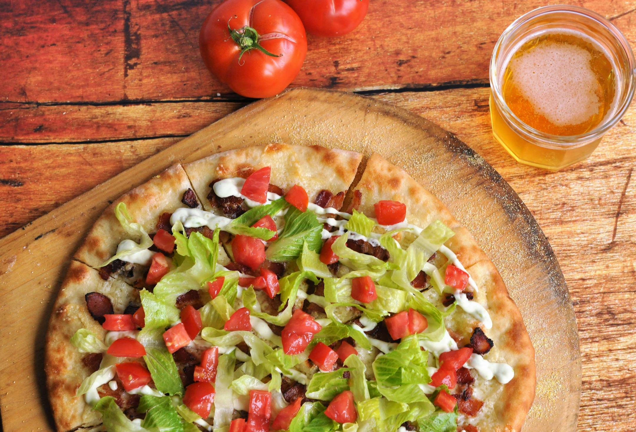 BLT Flatbread with Creamy Avocado Dressing.
