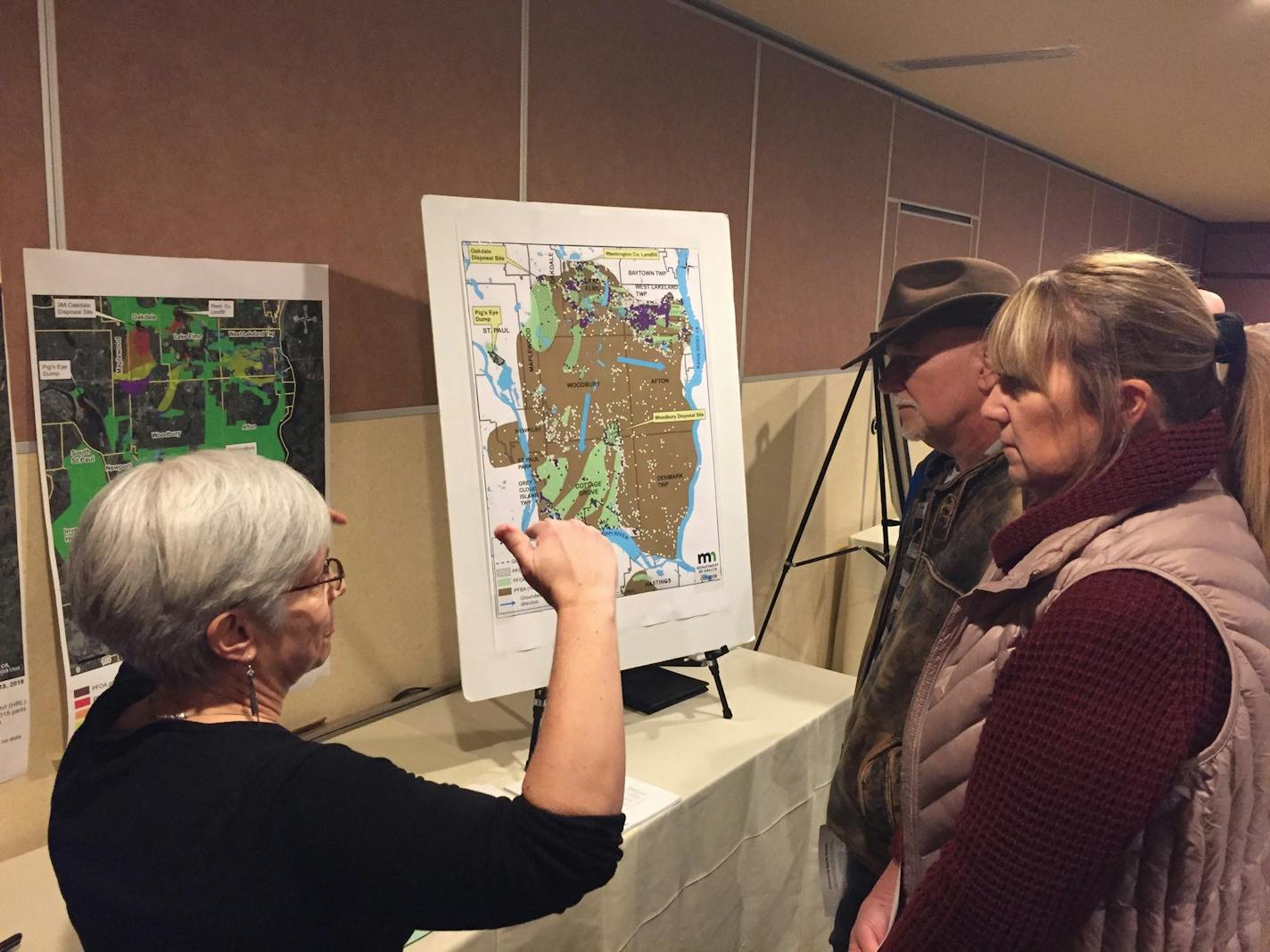 Ginny Yingling, a Minnesota Department of Health hydrogeologist and PFAS authority, talks to local residents at public meeting in Lake Elmo Wednesday about PFAS contamination in east metro drinking water.