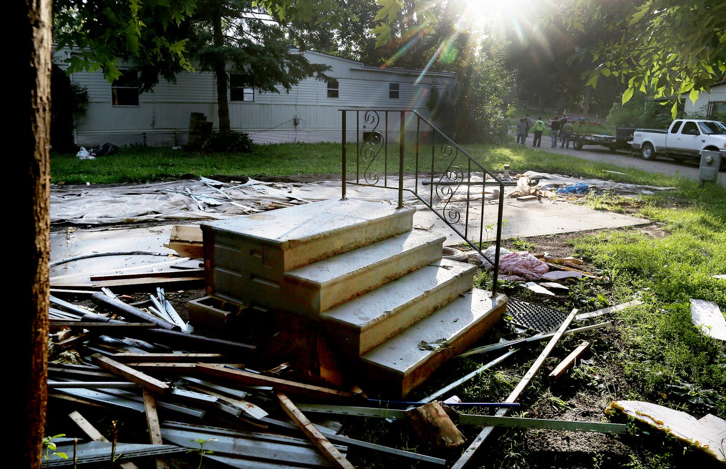 A manufactured home no longer sits on the lot it once occupied in Lowry Grove mobile home park Friday, June 30, 2017, in St. Anthony, MN. Lowry Grove closed it's gate and all residents had to be gone by 12 midnight the following day, the space slated to be redeveloped into multiple-residence apartments.] DAVID JOLES &#xef; david.joles@startribune.com It&#xed;s the tale of two parks, with Lowry Grove in St. Anthony and Park Plaza in Fridley providing a case study for the divergent paths mobile ho