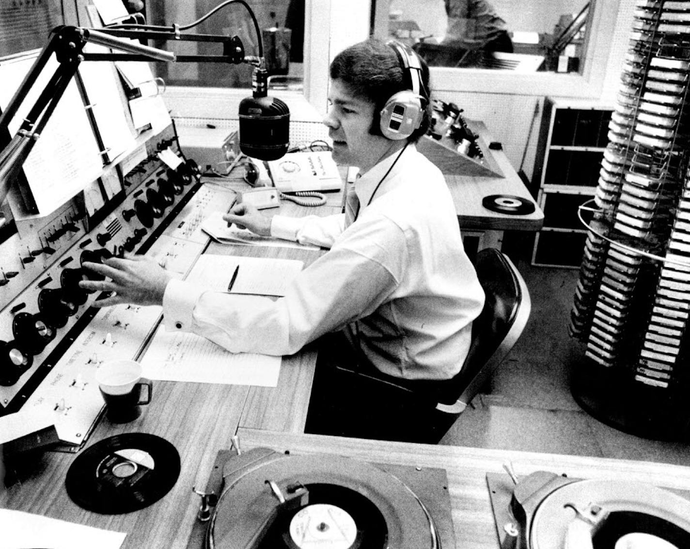 Johnny Canton at work at WDGY Radio in July 1970. "I was going to be a schoolteacher until I was 12," he remembered. "And then I went to a radio station one day in Warrensburg, Missouri, and I fell in love with the magic of how a guy can sit in front of a mike and be heard miles away."