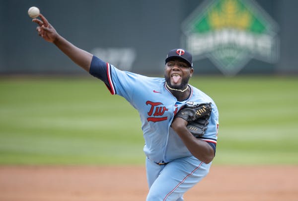 Minnesota Twins pitcher Michael Pineda took to the mound during the second inning, Thursday, April 15, 2021 at Target Field in Minneapolis, MN. ] ELIZ