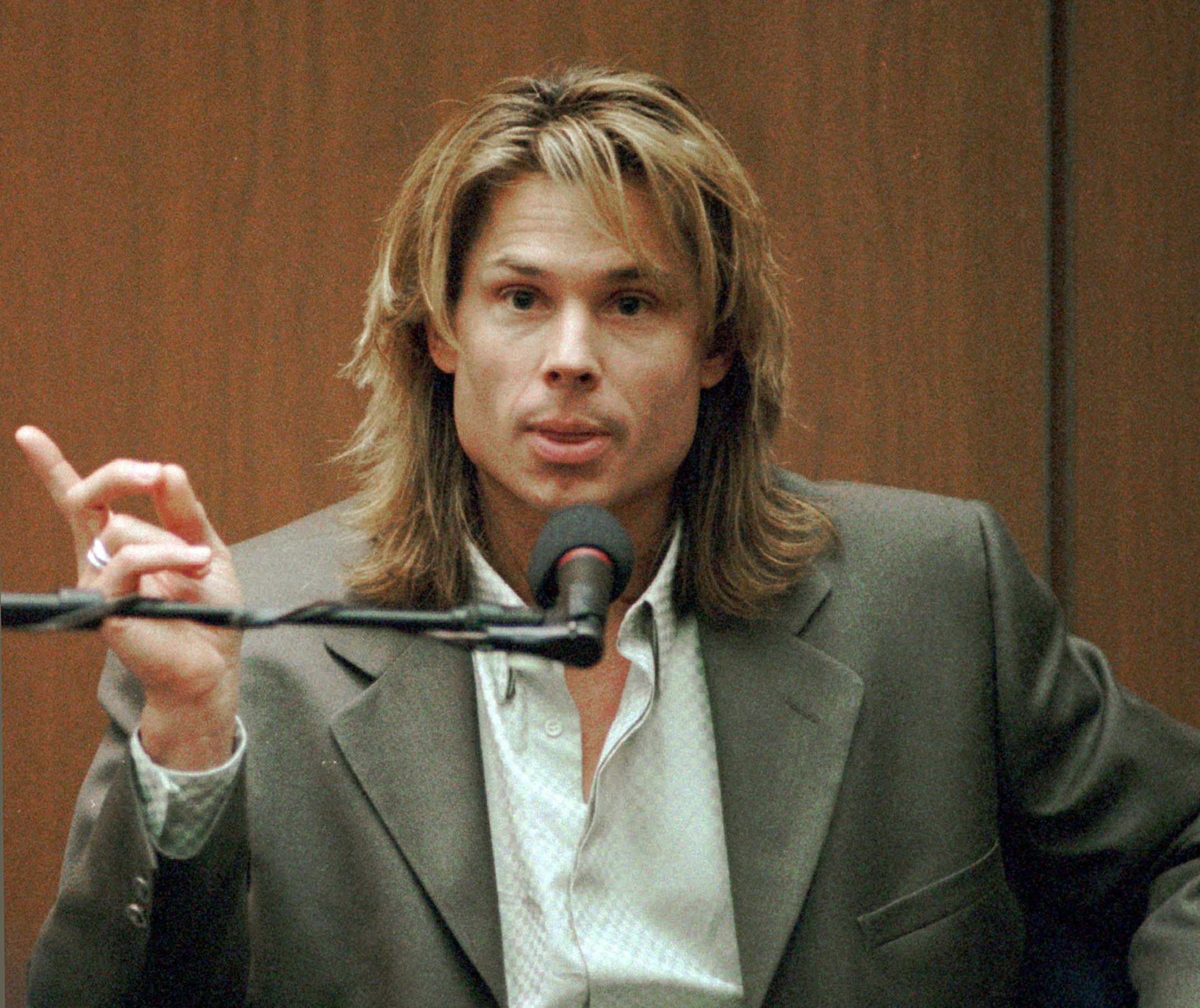 FILE - In this March 21, 1995 file photo, Brian "Kato" Kaelin testifies under direct examination during the O.J. Simpson double-murder trial at the Los Angeles Criminal Courts Building. After the trail Kaelin sought a career in show business after the trial and is now involved in promoting a clothing line called, ìKatoís Potatoes.î (AP Photo/John McCoy, Pool, File)