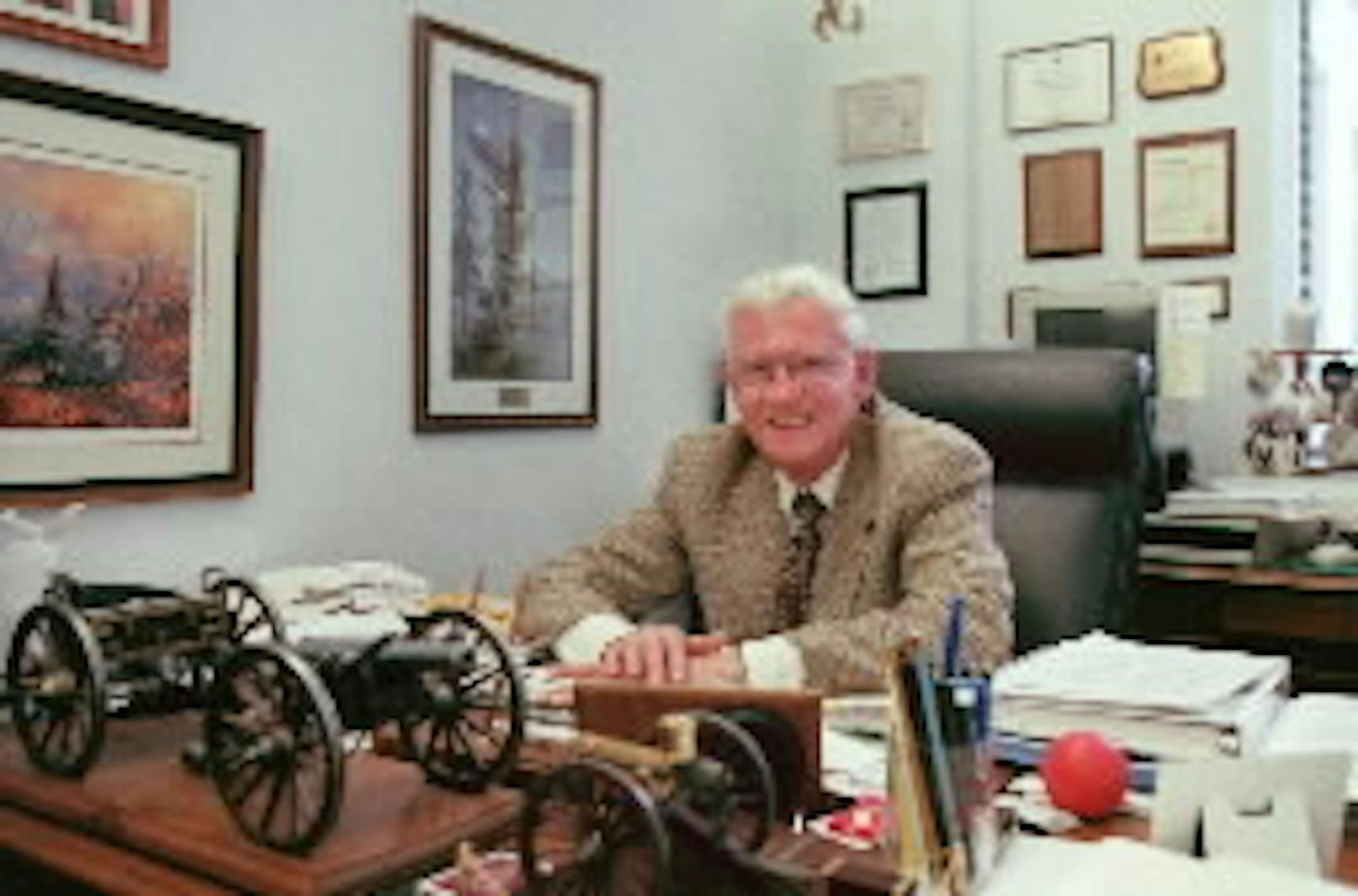 Bill Belanger in his state Senate office, 2000