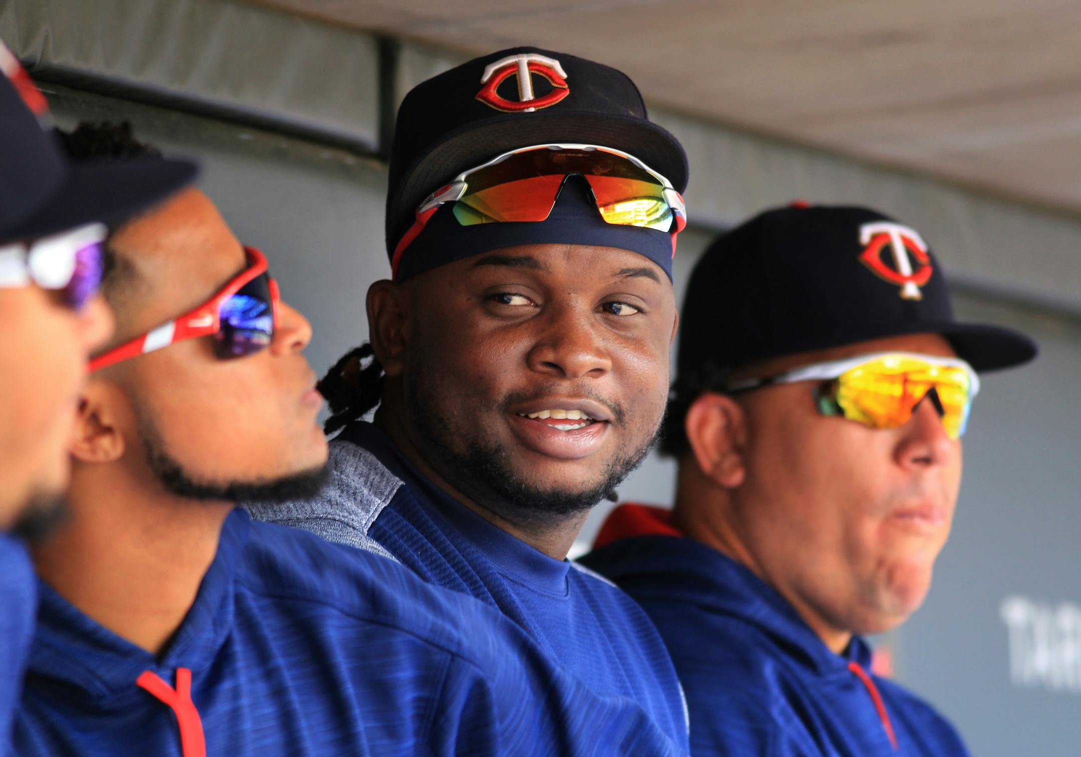 Twins third baseman Miguel Sano (center).