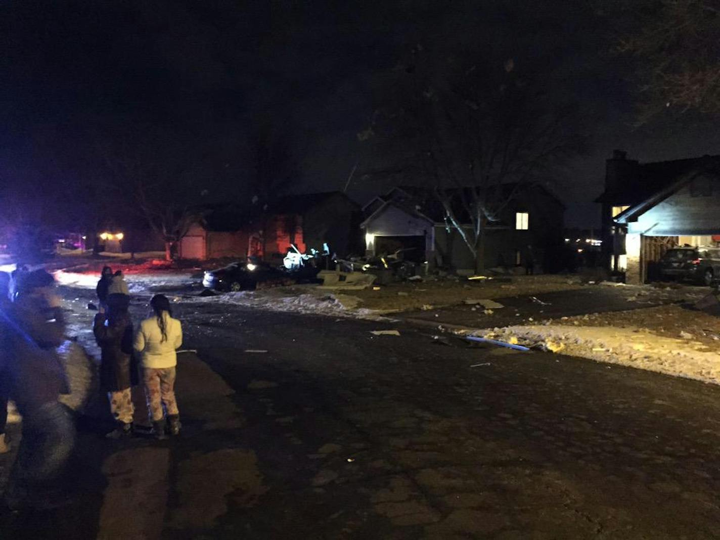 The scene in a Lakeville neighborhood after a food truck exploded Friday night.