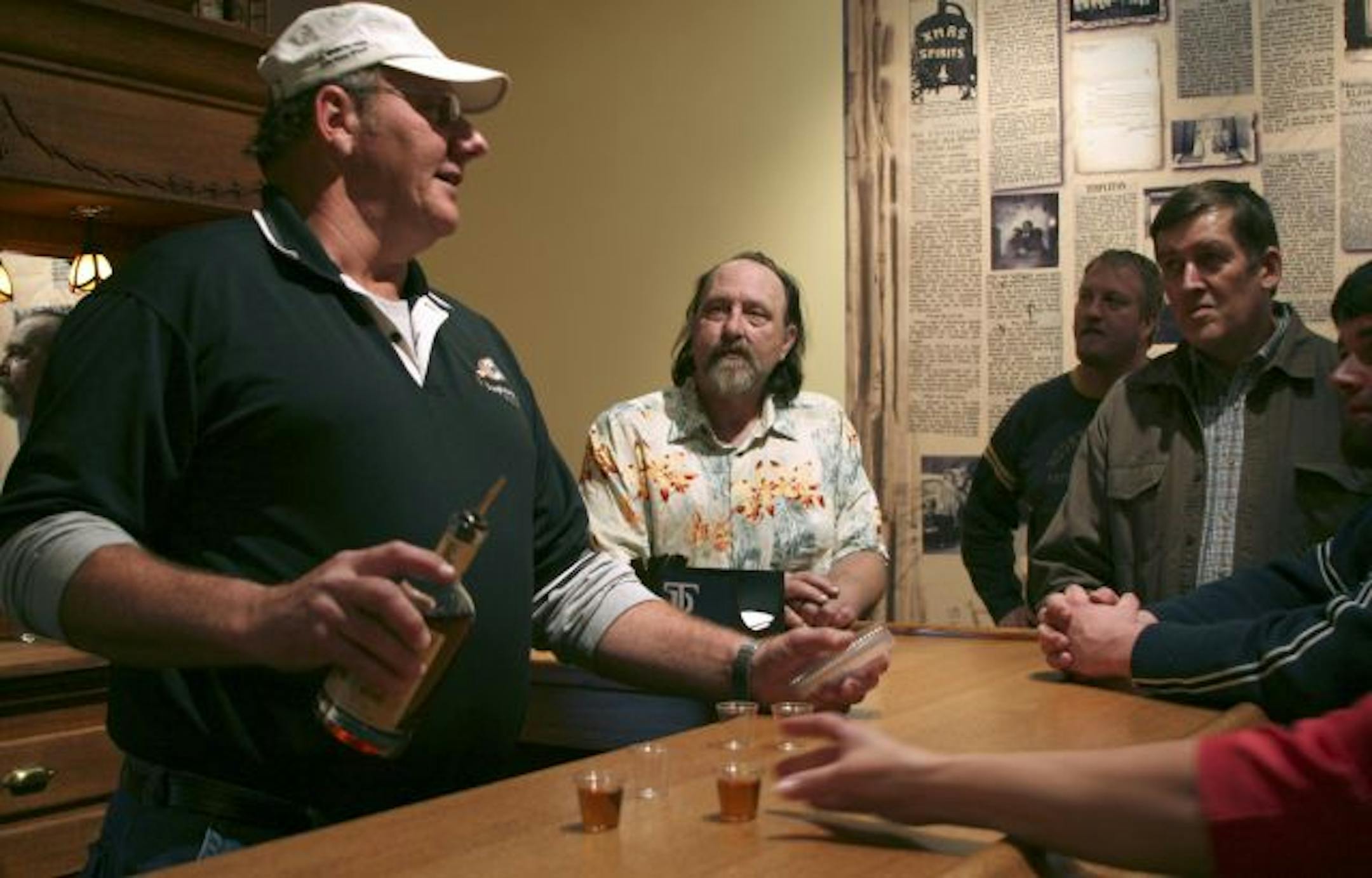 Keith Kerkhoff, founder of the mass produced Templeton Rye whiskey, gives generous pours during a tour tasting.