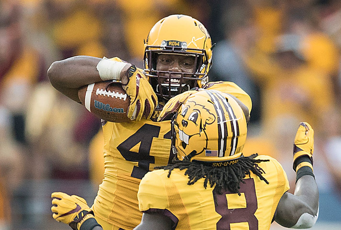 Thomas Barber (41) celebrated a turnover during a game against Middle Tennessee State in 2017.