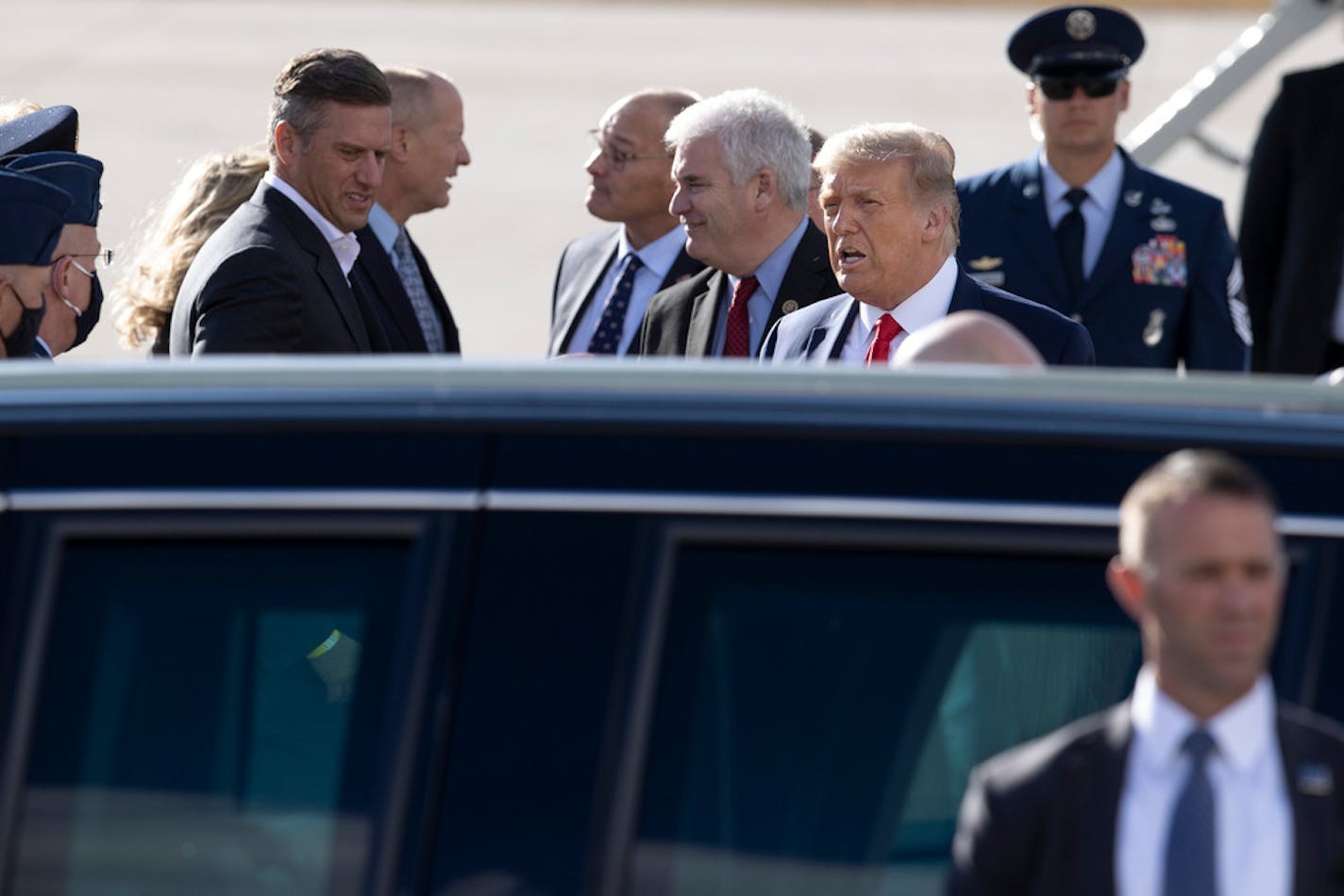 President Donald Trump arrived at Minneapolis-St. Paul International Airport on Wednesday.