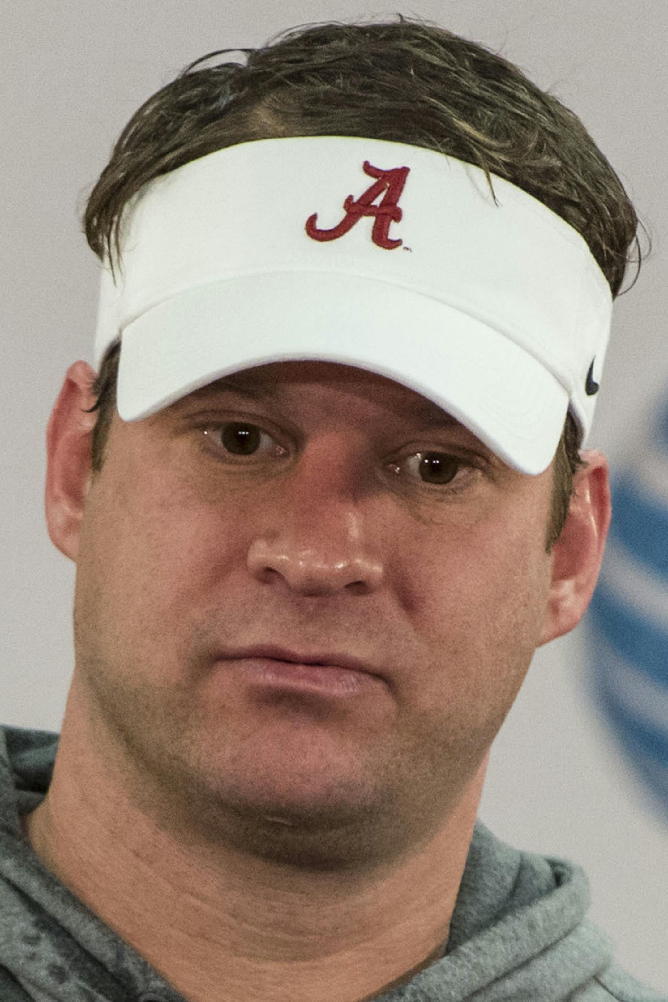 FILe - In this Jan. 6, 2016, file photo, Alabama offensive coordinator Lane Kiffin talks with the media in Tuscaloosa, Ala. A person with direct knowledge of the situation tells The Associated Press that Alabama offensive coordinator Lane Kiffin has agreed in principle to become the next coach at Florida Atlantic. The person, who spoke to the AP on condition of anonymity because neither side had revealed anything publicly, said the school was preparing an announcement likely to come later Monday