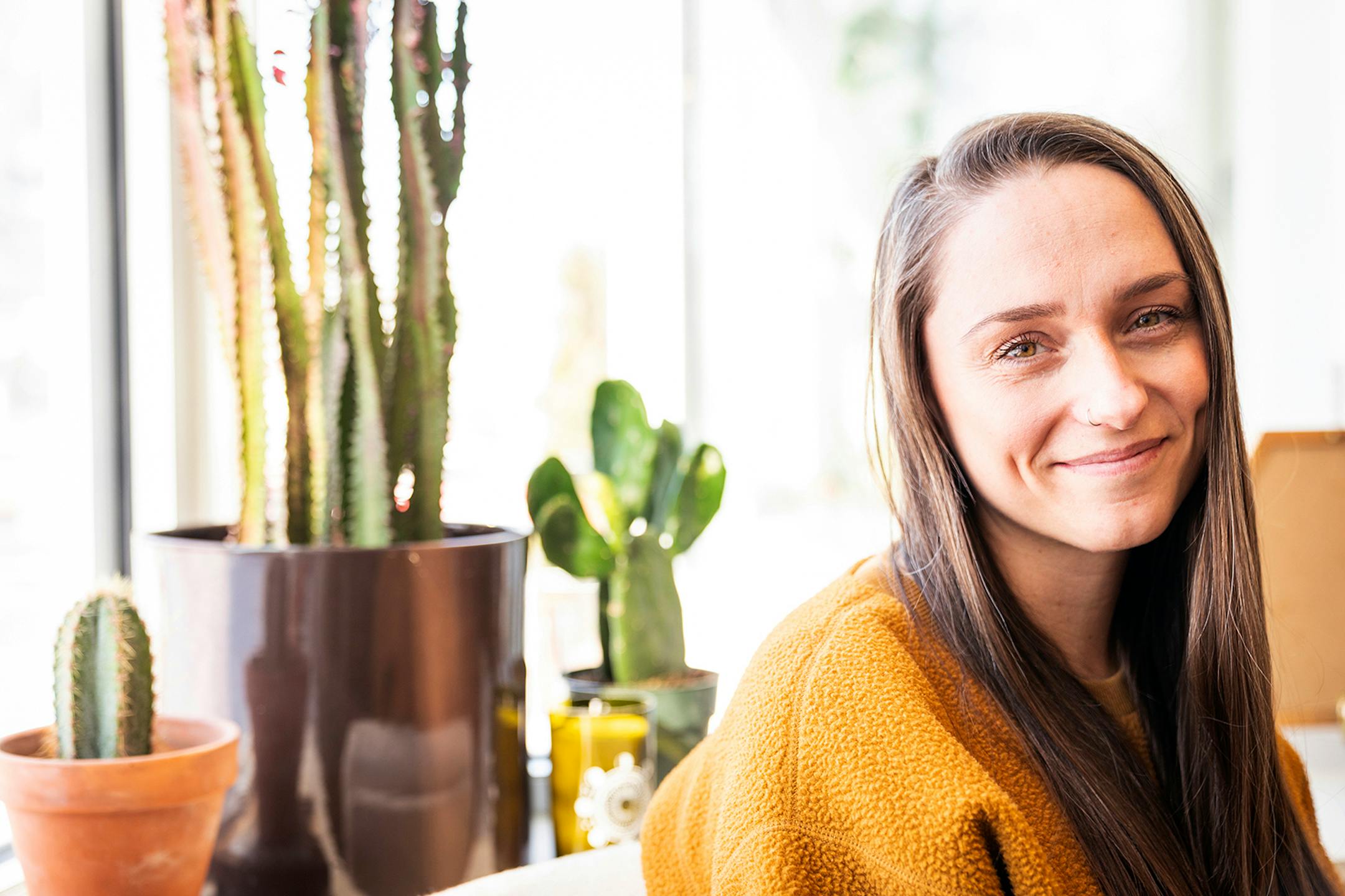 Lindsey Cason posed for a portrait at Carousel + Folk.