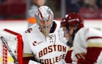 Boston College goalie Spencer Knight has a 1.73 goals-against average.