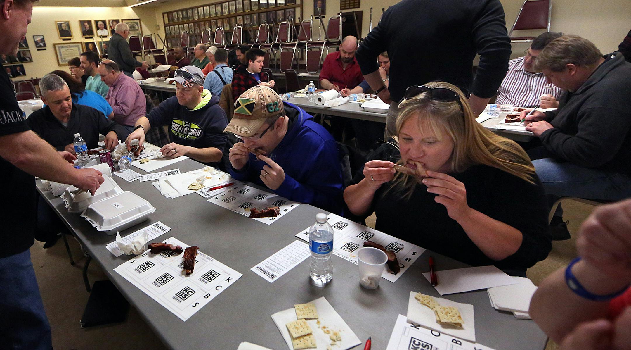 Prospective BBQ judges taste pork ribs during the certification class. ] JIM GEHRZ ï james.gehrz@startribune.com / Owatonna, MN / March 28, 2015 /12:00 PM - BACKGROUND INFORMATION: Becoming a certified BBQ judge is tough work, but somebody has to do it. We attend a certification class in Owatonna, one of only two in the state this year. We'll look at who does it, how stringent are the qualifications, and learn the nuance of great BBQ.