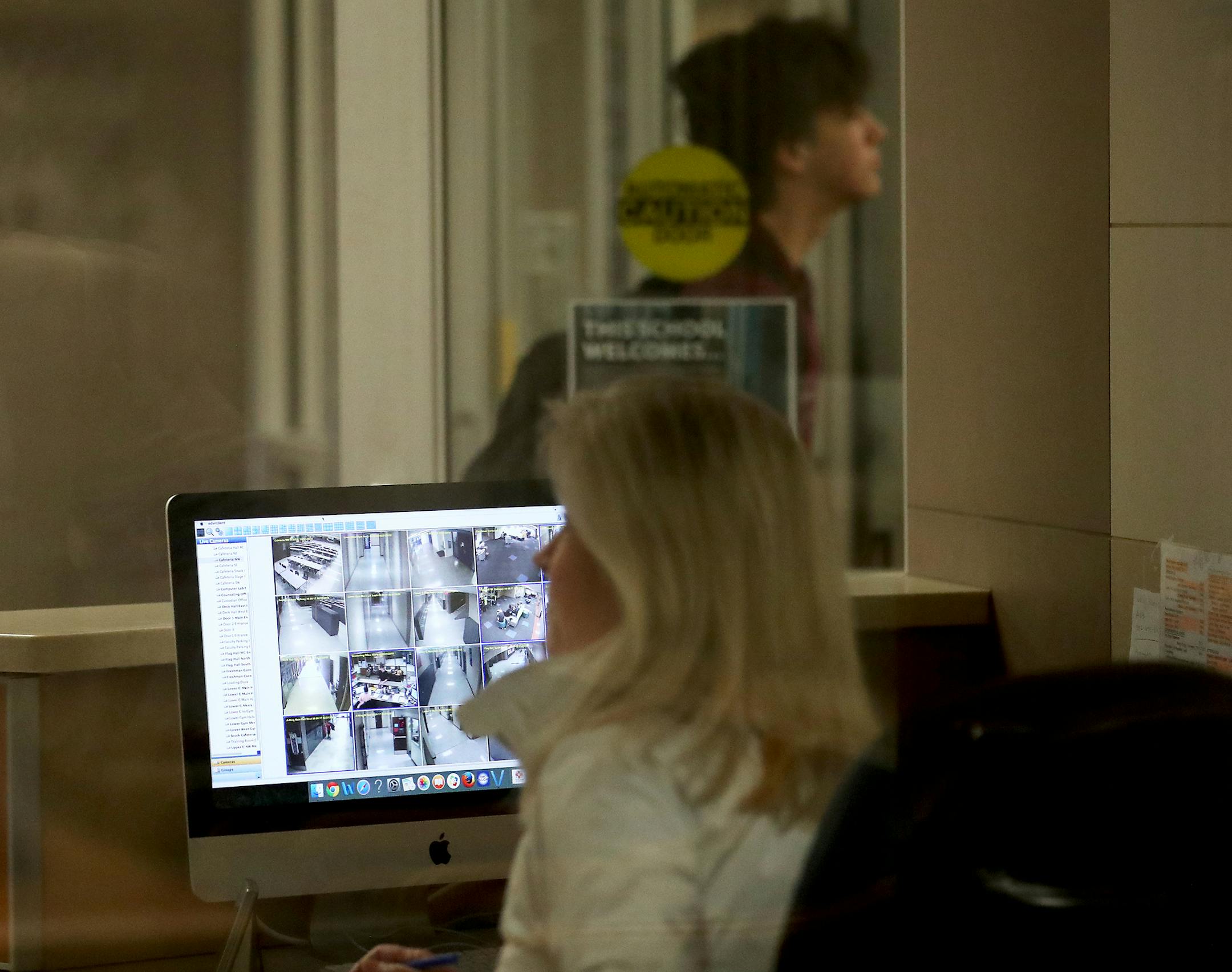 Bloomington Jefferson High School, in response to past mass shootings, has redesigned an renovated the entrance to the high school to protect students and staff in the case of an event. Here, tardy students arrive at school where the front entrance security hall monitor will remotely unlock the door to allow them in one by one Wednesday, Feb. 21, 2018, in Bloomington, MN.] DAVID JOLES &#xef; david.joles@startribune.com In the wake of the school shooting in Florida that left 17 people dead, we ex